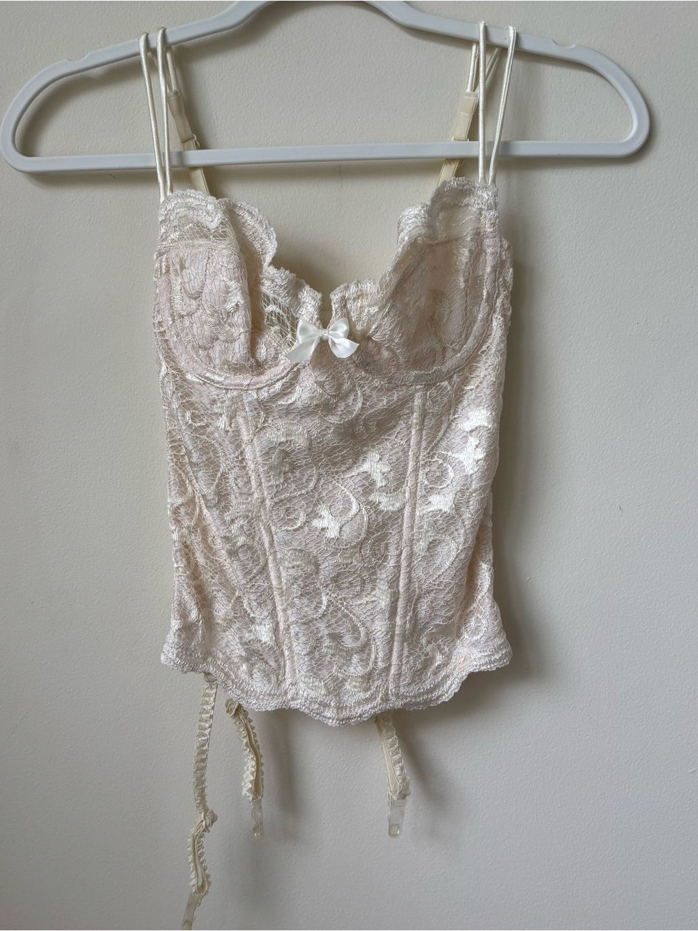 Vintage Victorias Secret Corset Bustier 34B Cream Color W/Lace